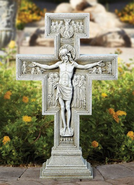 San Damiano Garden Crucifix 23.5&quot; High - Stone Finish