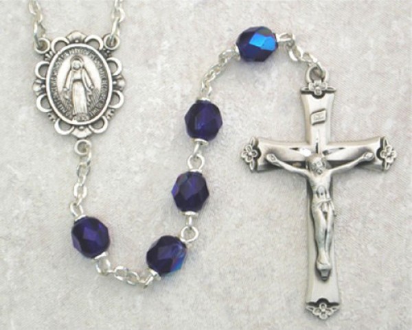September Birthstone Rosary (Sapphire) - Sterling Silver - Sapphire