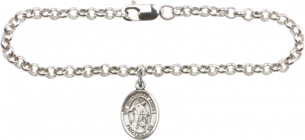 Silver Plated Rolo Bracelet with Guardian Angel Medal - Sterling Silver