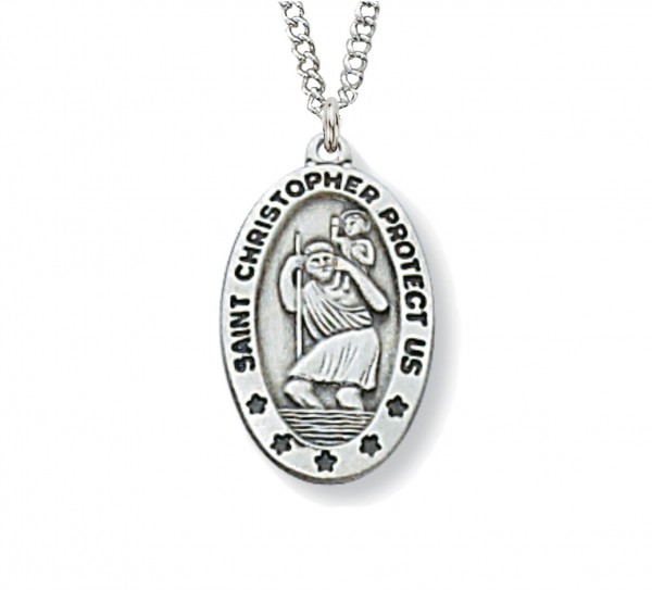 Women's Small Oval St. Christopher Medal - Silver