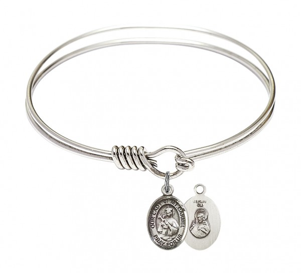 Smooth Bangle Bracelet with Our Lady of Mount Carmel Charm - Silver