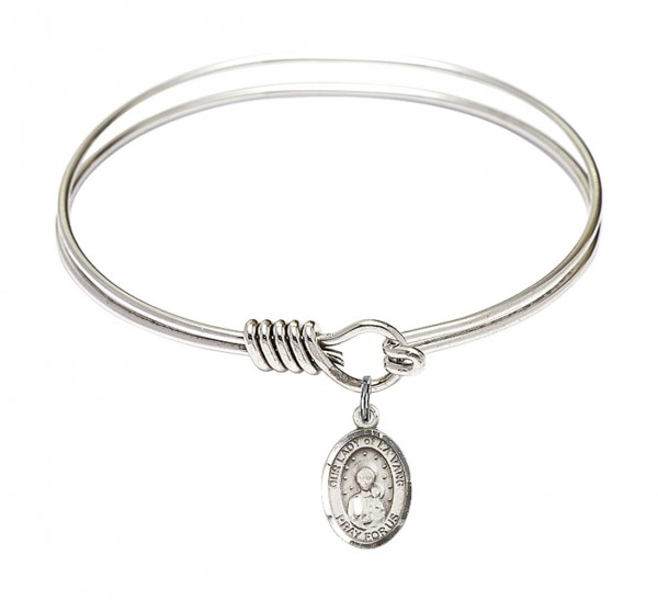 Smooth Bangle Bracelet with Our Lady of la Vang Charm - Silver