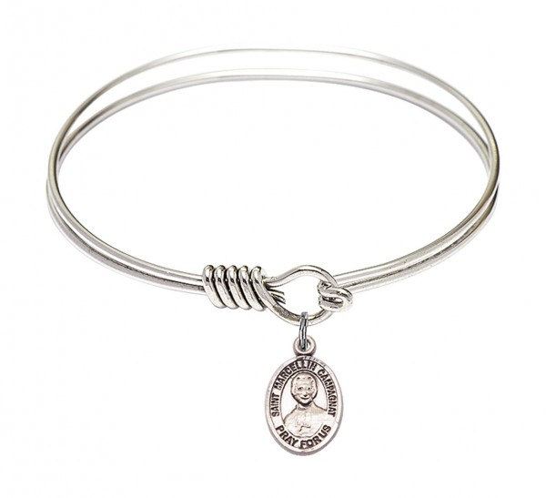 Smooth Bangle Bracelet with a Saint Marcellin Champagnat Charm - Silver