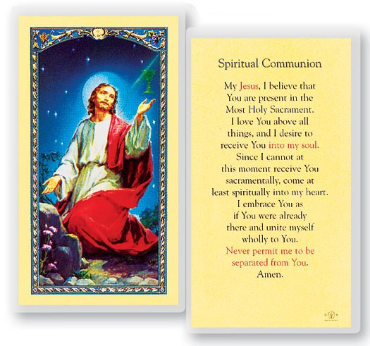 Spiritual Communion Laminated Prayer Card - 1 Prayer Card .99 each