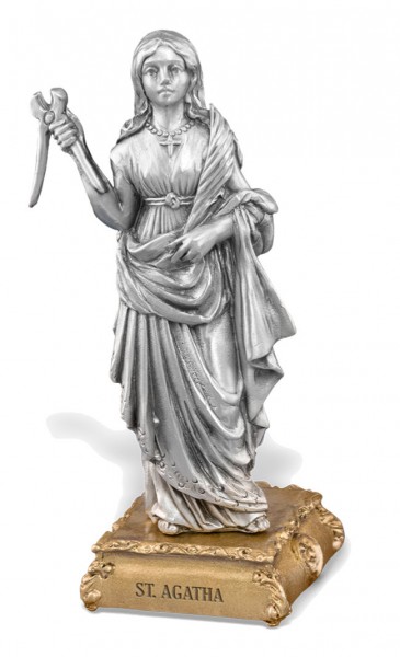 St. Agatha Pewter Statue 4 Inch - Pewter