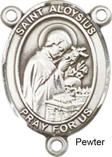 St. Aloysius Gonzaga Rosary Centerpiece Sterling Silver or Pewter - Pewter