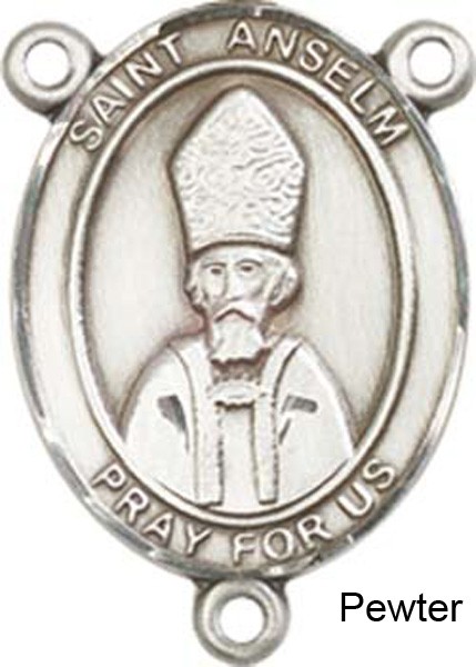 St. Anselm of Canterbury Rosary Centerpiece Sterling Silver or Pewter - Pewter