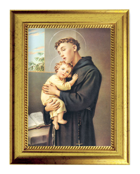 St. Anthony 5x7 Print in Gold-Leaf Frame - Full Color