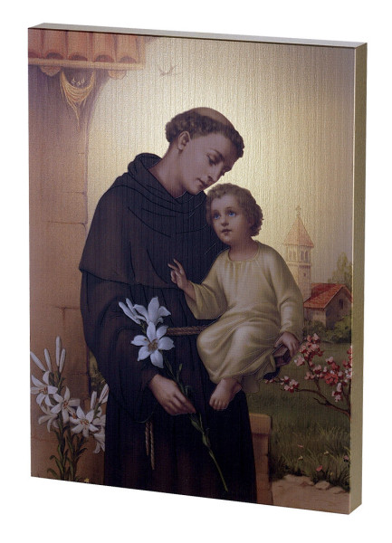 St. Anthony Embossed Wood Plaque - Full Color