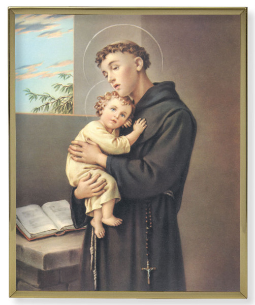 St. Anthony Gold Frame 8x10 Plaque - Full Color