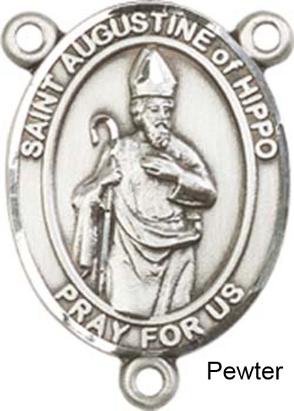 St. Augustine of Hippo Rosary Centerpiece Sterling Silver or Pewter - Pewter