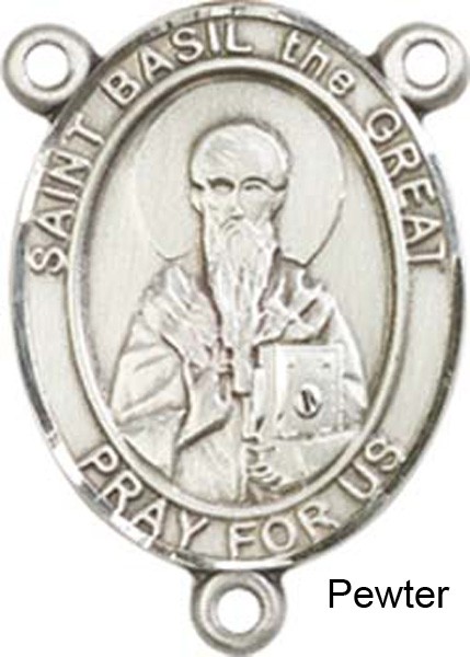 St. Basil the Great Rosary Centerpiece Sterling Silver or Pewter - Pewter