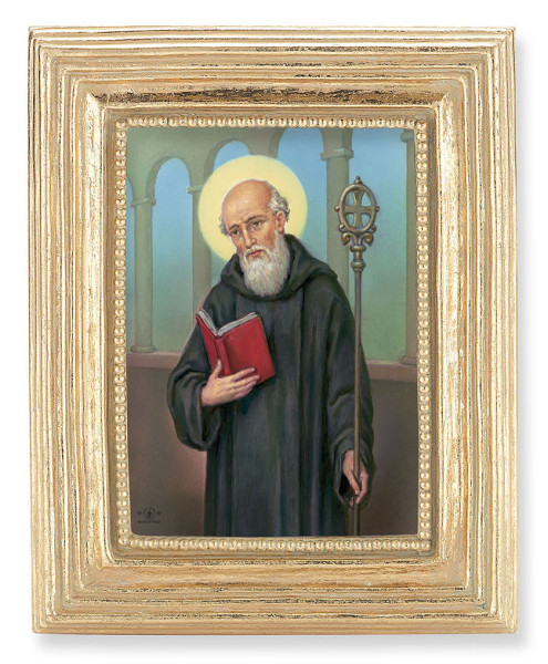 St. Benedict 2.5x3.5 Print Under Glass - Gold