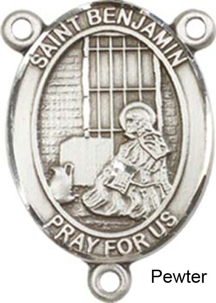 St. Benjamin Rosary Centerpiece Sterling Silver or Pewter - Pewter