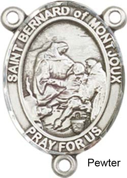 St. Bernard of Montjoux Rosary Centerpiece Sterling Silver or Pewter - Pewter