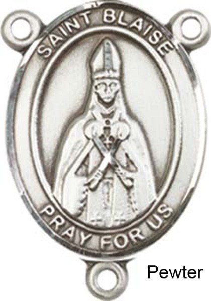 St. Blaise Rosary Centerpiece Sterling Silver or Pewter - Pewter