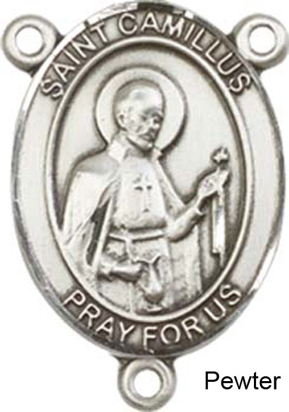 St. Camillus of Lellis Rosary Centerpiece Sterling Silver or Pewter - Pewter