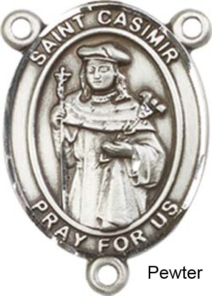 St. Casimir of Poland Rosary Centerpiece Sterling Silver or Pewter - Pewter