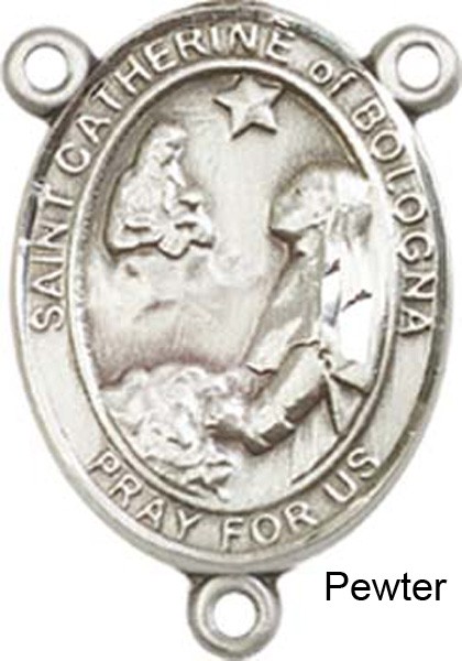 St. Catherine of Bologna Rosary Centerpiece Sterling Silver or Pewter - Pewter