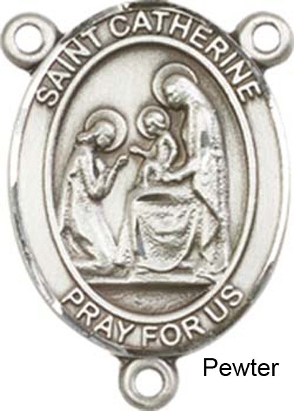 St. Catherine of Siena Rosary Centerpiece Sterling Silver or Pewter - Pewter