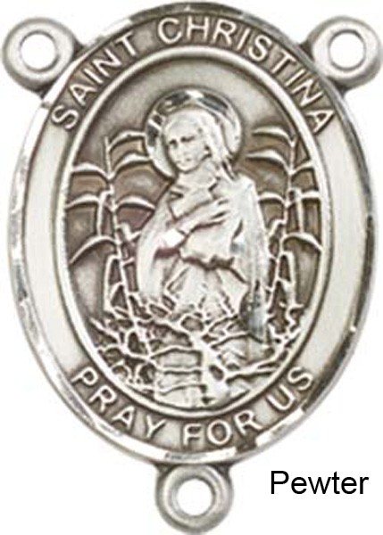 St. Christina the Astonishing Rosary Centerpiece Sterling Silver or Pewter - Pewter