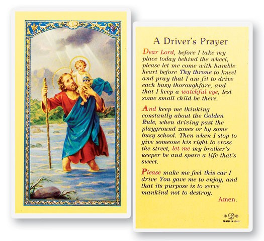 St. Christopher Driver's Laminated Prayer Card - 1 Prayer Card .99 each