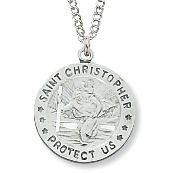 Women's Round St. Christopher Medal Sterling Silver - Silver
