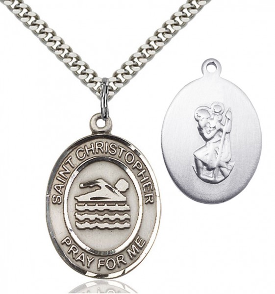 St. Christopher Swimming Medal - Sterling Silver