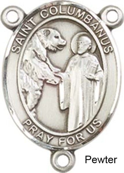 St. Columbanus Rosary Centerpiece Sterling Silver or Pewter - Pewter