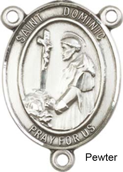 St. Dominic De Guzman Rosary Centerpiece Sterling Silver or Pewter - Pewter