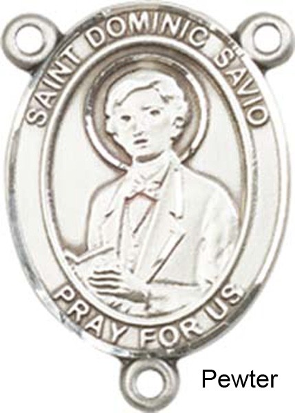 St. Dominic Savio Rosary Centerpiece Sterling Silver or Pewter - Pewter