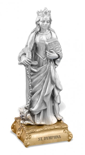 Saint Dymphna Pewter Statue 4 Inch - Pewter