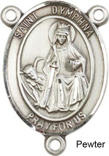 St. Dymphna Rosary Centerpiece Sterling Silver or Pewter - Pewter