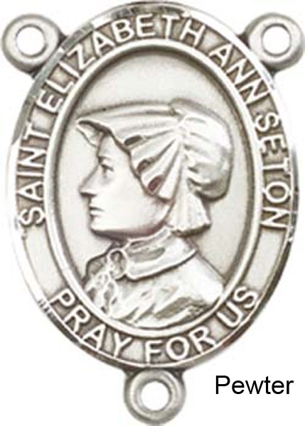 St. Elizabeth Ann Seton Rosary Centerpiece Sterling Silver or Pewter - Pewter