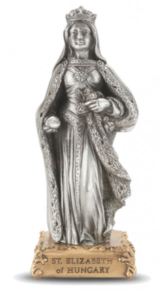 Saint Elizabeth of Hungary Pewter Statue 4 Inch - Pewter
