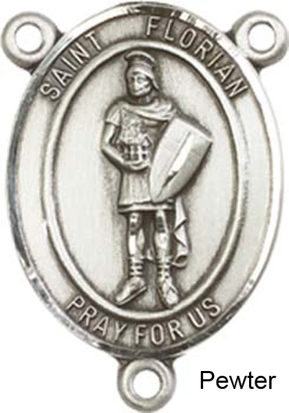 St. Florian Rosary Centerpiece Sterling Silver or Pewter - Pewter