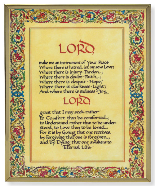 St. Francis Peace Prayer Gold Frame 11x14 Plaque - Full Color
