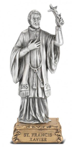 Saint Francis Xavier Pewter Statue 4 Inch - Pewter