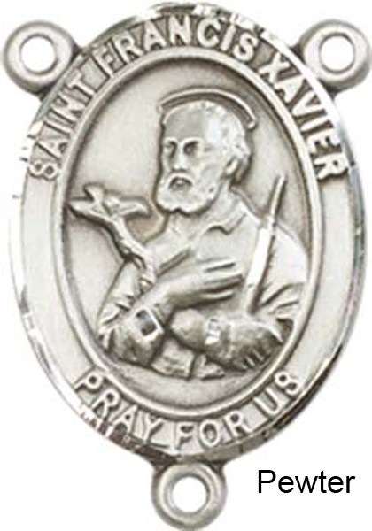 St. Francis Xavier Rosary Centerpiece Sterling Silver or Pewter - Pewter