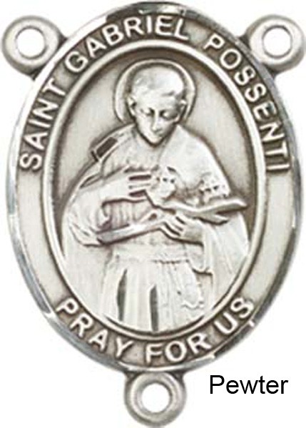 St. Gabriel Possenti Rosary Centerpiece Sterling Silver or Pewter - Pewter
