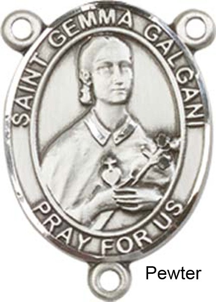 St. Gemma Galgani Rosary Centerpiece Sterling Silver or Pewter - Pewter