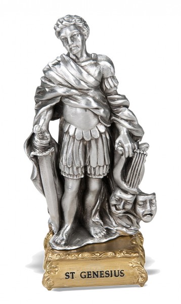 Saint Genesius Pewter Statue 4 Inch - Pewter