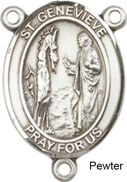 St. Genevieve Rosary Centerpiece Sterling Silver or Pewter - Pewter