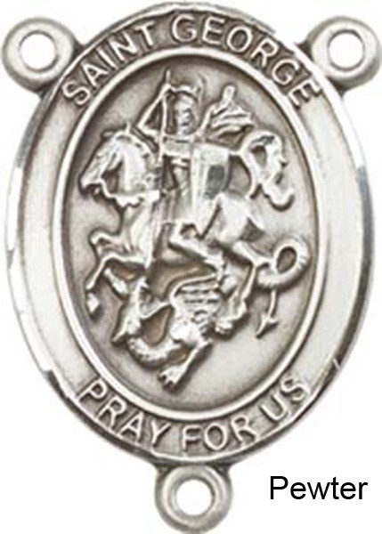 St. George Rosary Centerpiece Sterling Silver or Pewter - Pewter