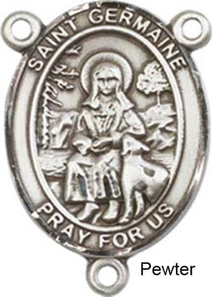 St. Germaine Cousin Rosary Centerpiece Sterling Silver or Pewter - Pewter