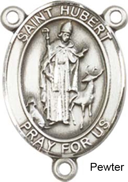 St. Hubert of Liege Rosary Centerpiece Sterling Silver or Pewter - Pewter
