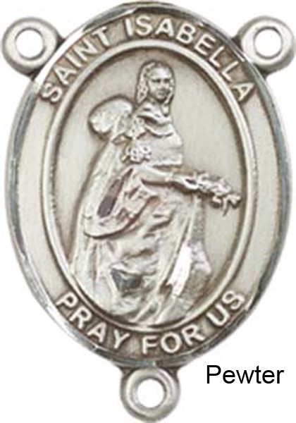 St. Isabella of Portugal Rosary Centerpiece Sterling Silver or Pewter - Pewter
