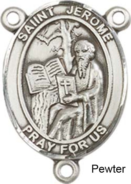 St. Jerome Rosary Centerpiece Sterling Silver or Pewter - Pewter