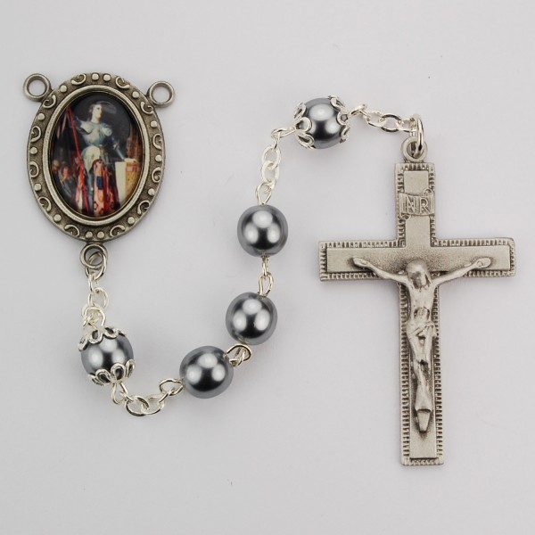 St. Joan of Arc Hematite Rosary - Gray