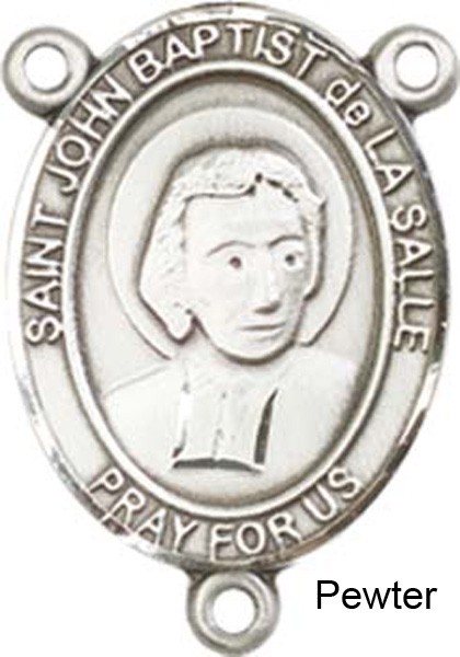 St. John Baptist De La Salle Rosary Centerpiece Sterling Silver or Pewter - Pewter